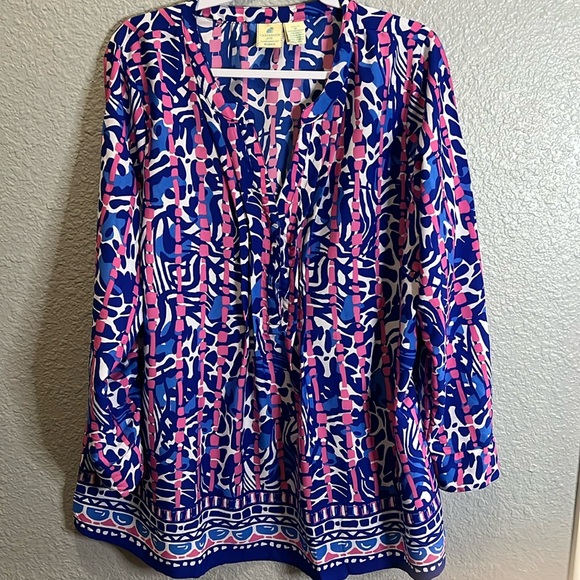 Caribbean Joe Tops - Caribbean Joe Woman size 1X long sleeve Vneck blouse